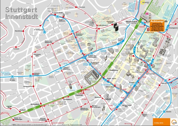 Carte du centre-ville de Stuttgart Carte du centre-ville de Stuttgart