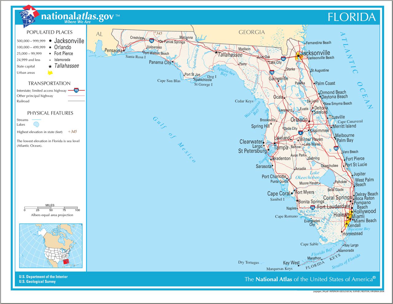  Carte  de la Floride  aux Etats  Unis  en Am rique du Nord