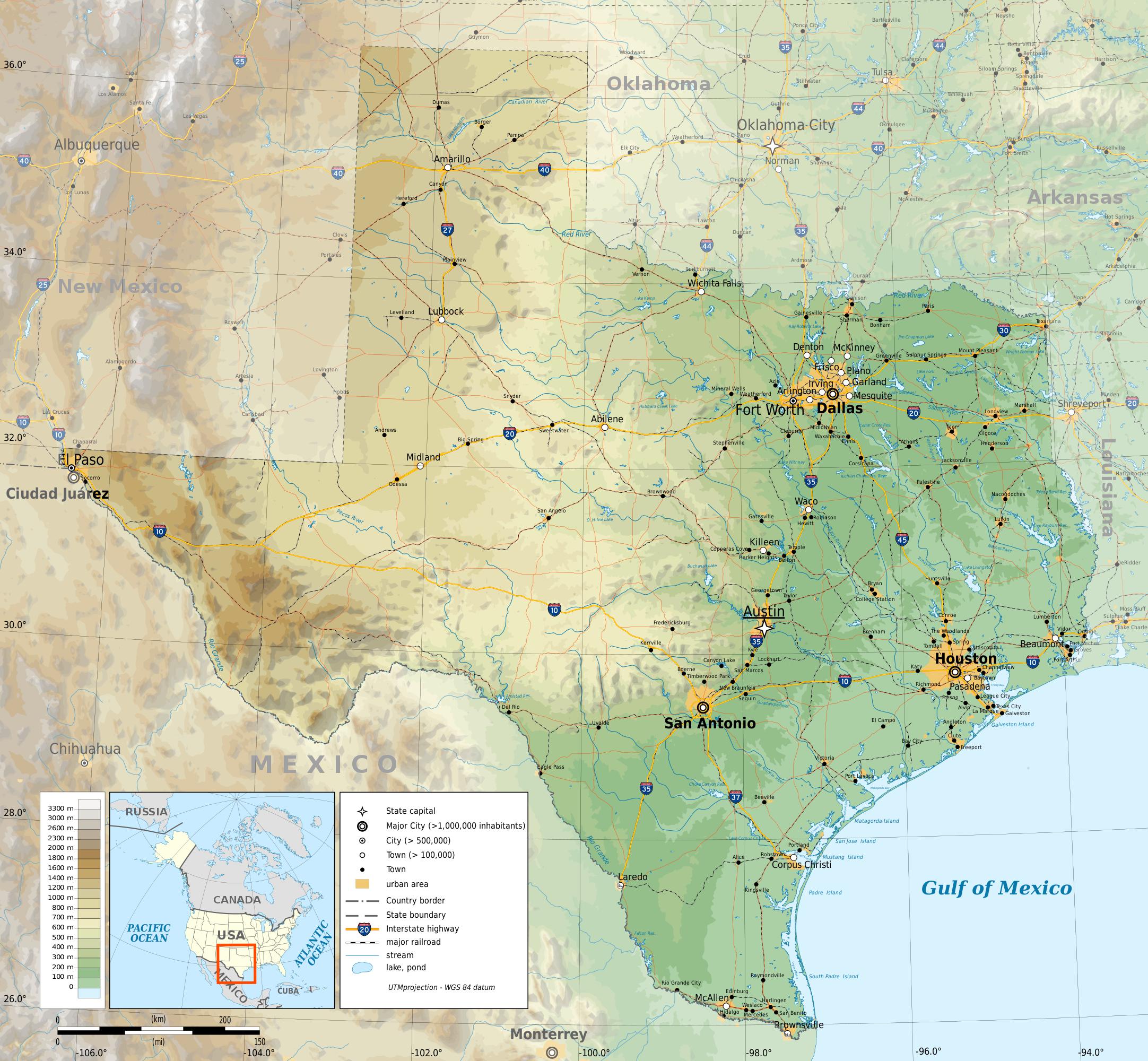 Carte du Texas Découvrir l'état au sud des EtatsUnis