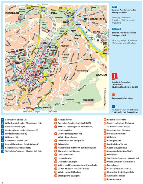 Carte touristique à Stuttgart Carte touristique à Stuttgart