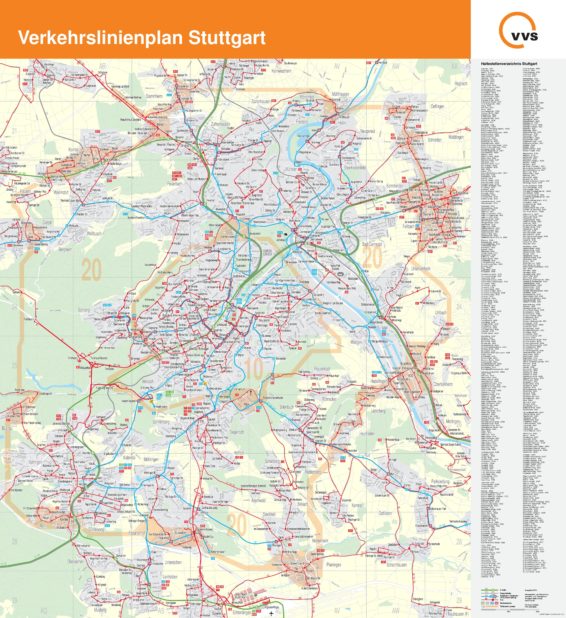 Carte des transports à Stuttgart Carte des transports à Stuttgart