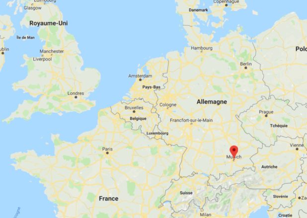 Munich sur une carte de l'Allemagne