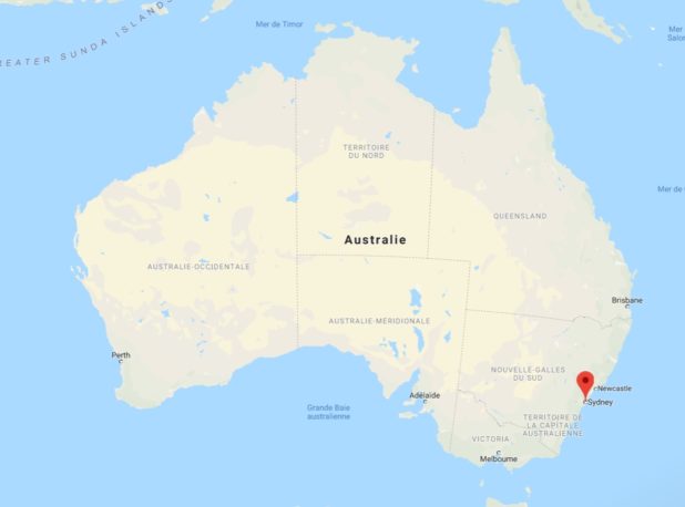 Sydney sur une carte de l'Australie