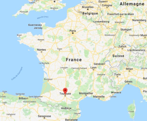 Toulouse sur une carte de France