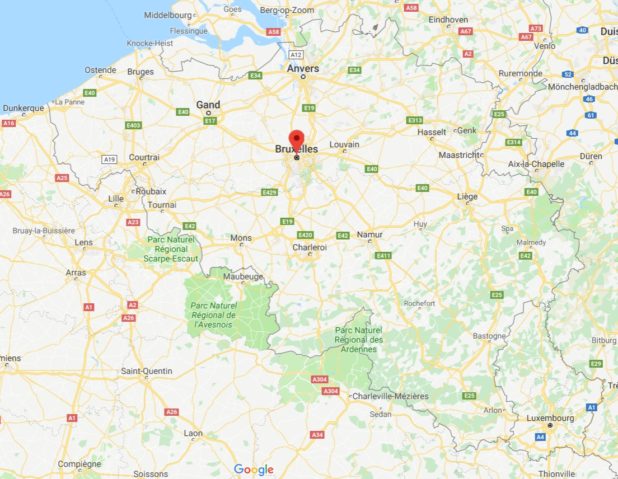 Bruxelles sur une carte de la Belgique