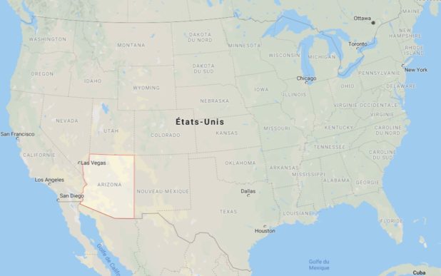 Arizona sur une carte des USA