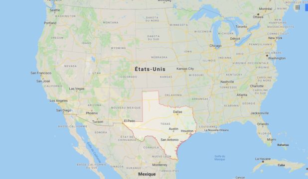 Texas sur une carte des USA
