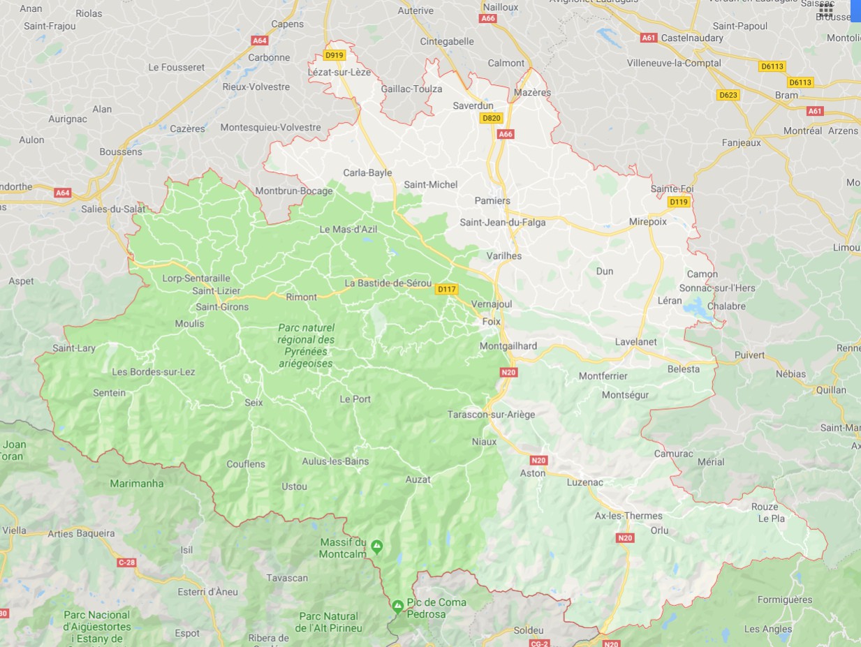 carte géographique de lariège