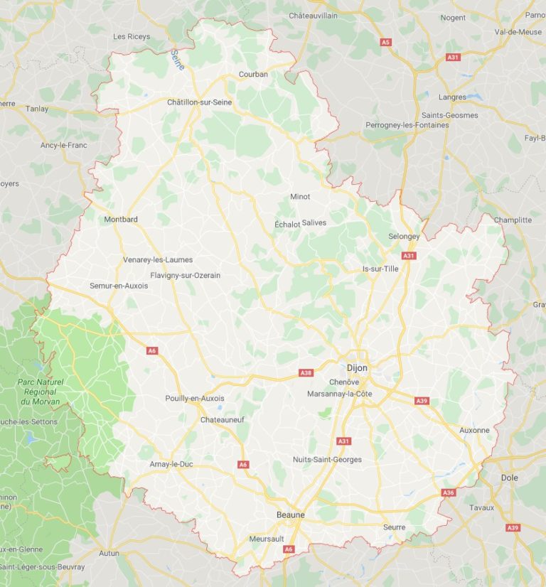 Carte de la Côted'Or Côted'Or carte des villes, communes, relief