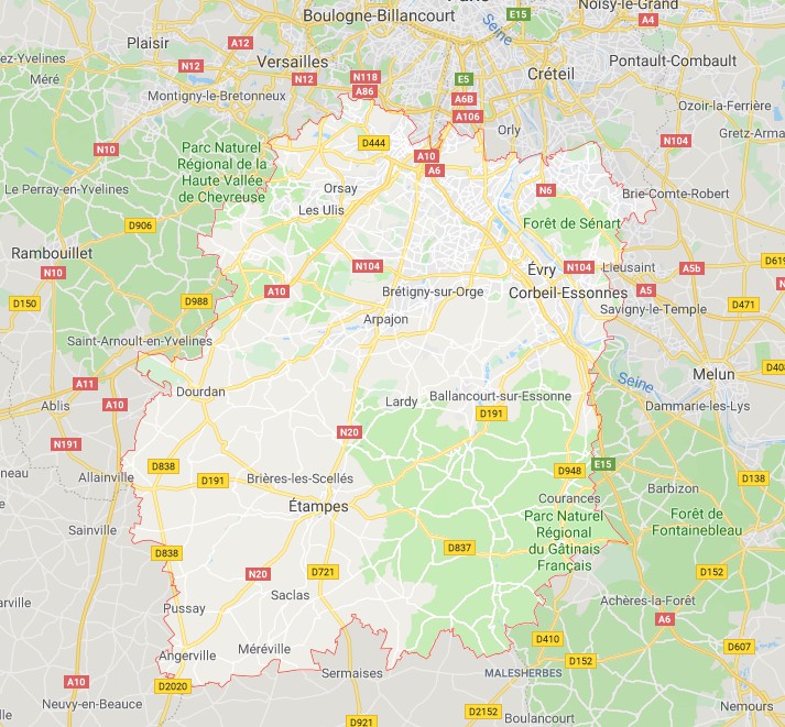 carte des villes en essonne