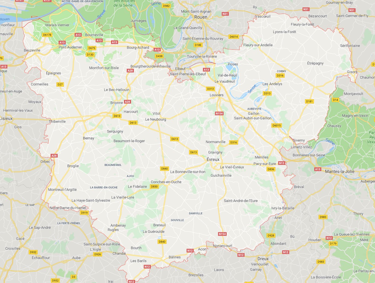 département de l eure carte