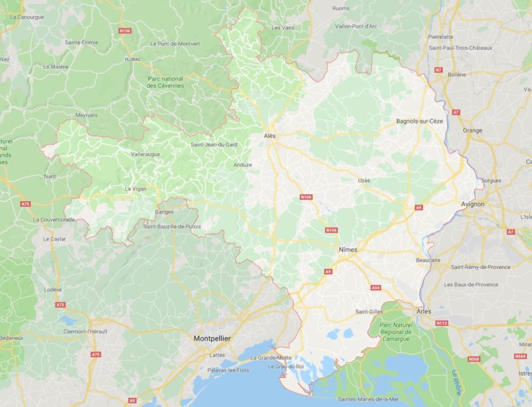 Carte du Gard - Gard carte des villes, communes, sites touristiques