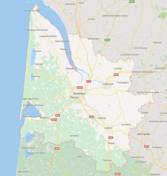 Carte des villes de Gironde