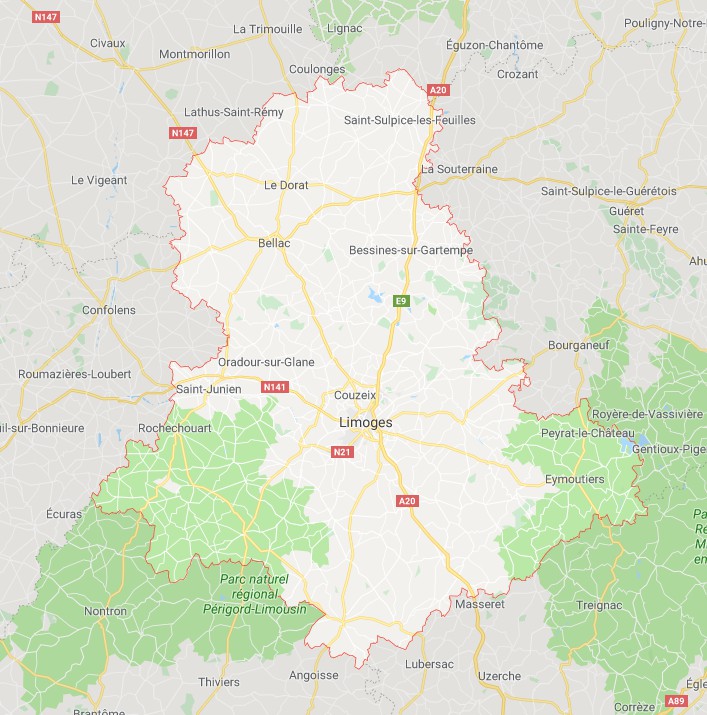 carte nord haute vienne