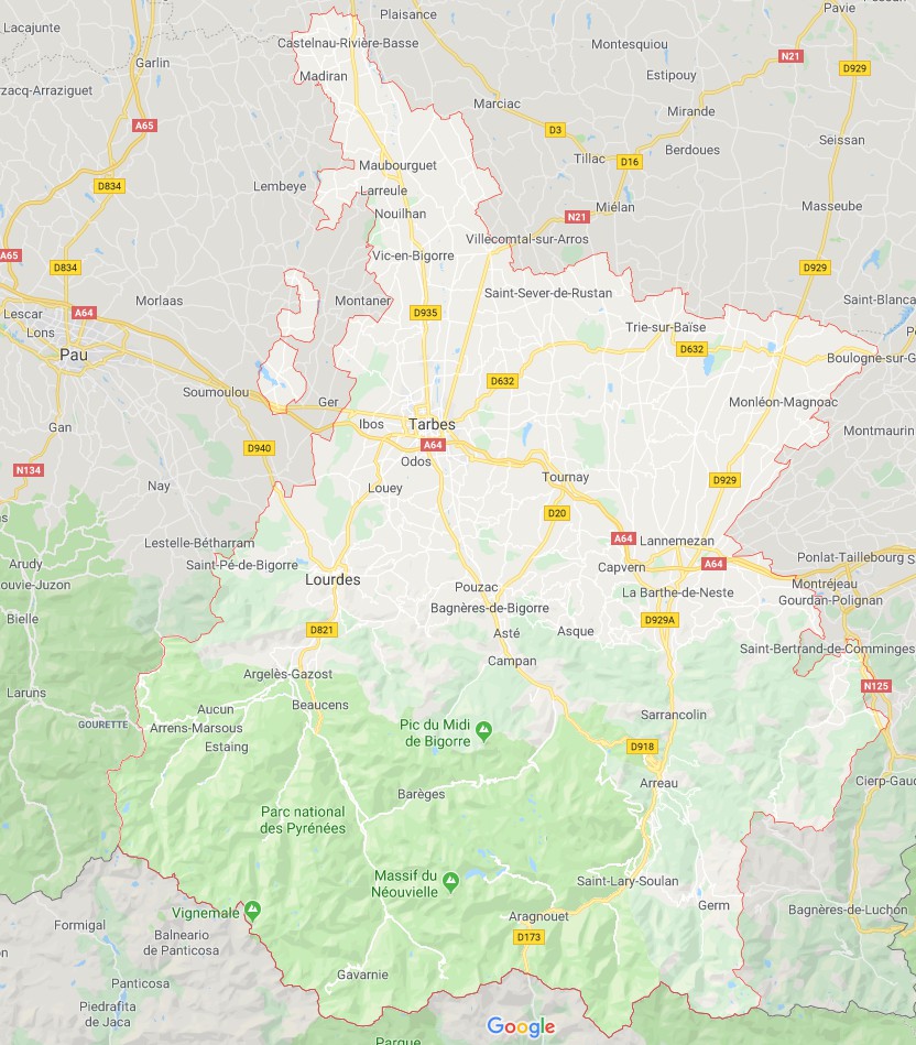 carte hautes pyrénées 65