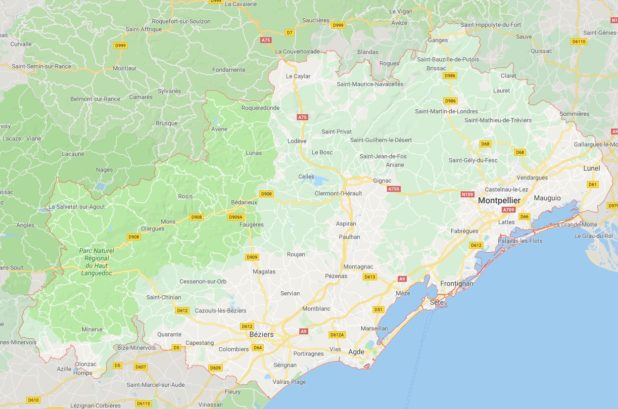 Carte des villes de l'Hérault