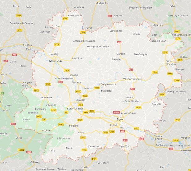 Carte des villes du Lot-et-Garonne