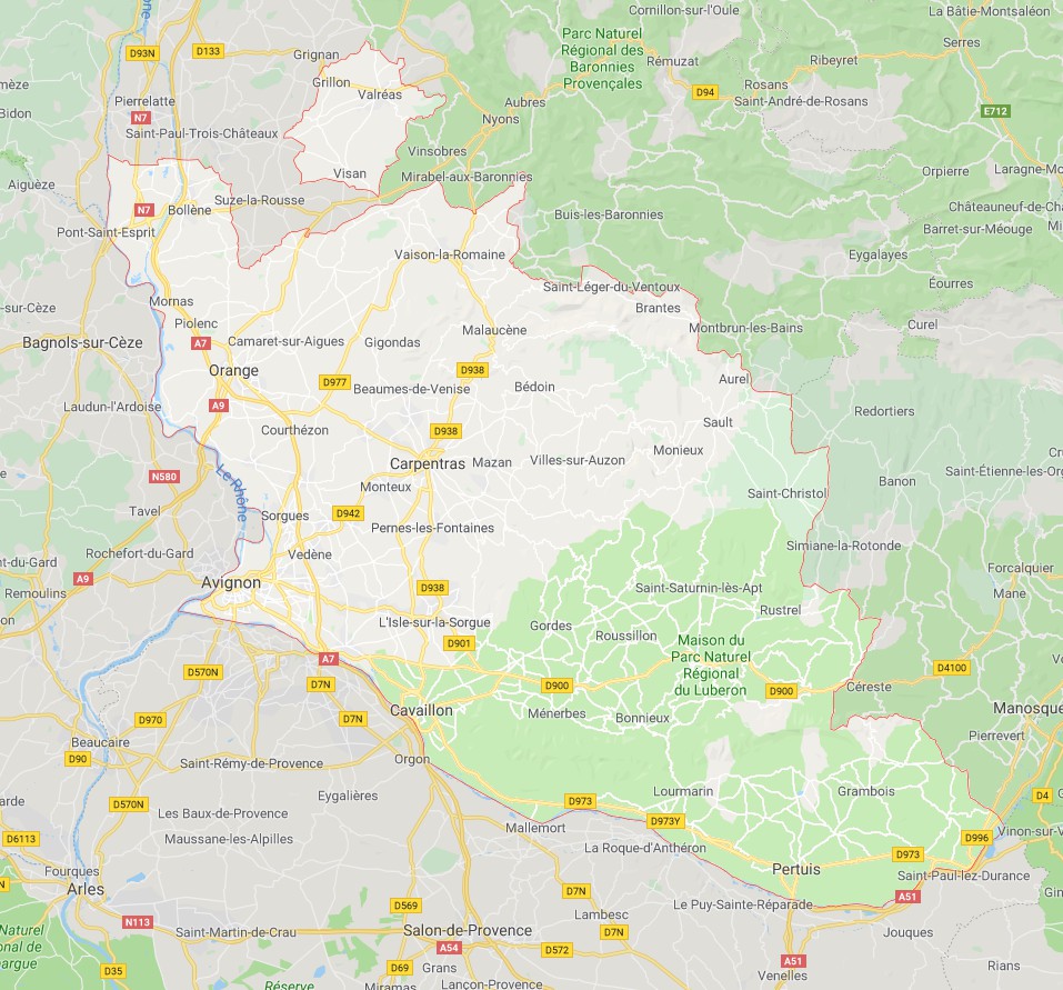 Carte lieux touristique vaucluse