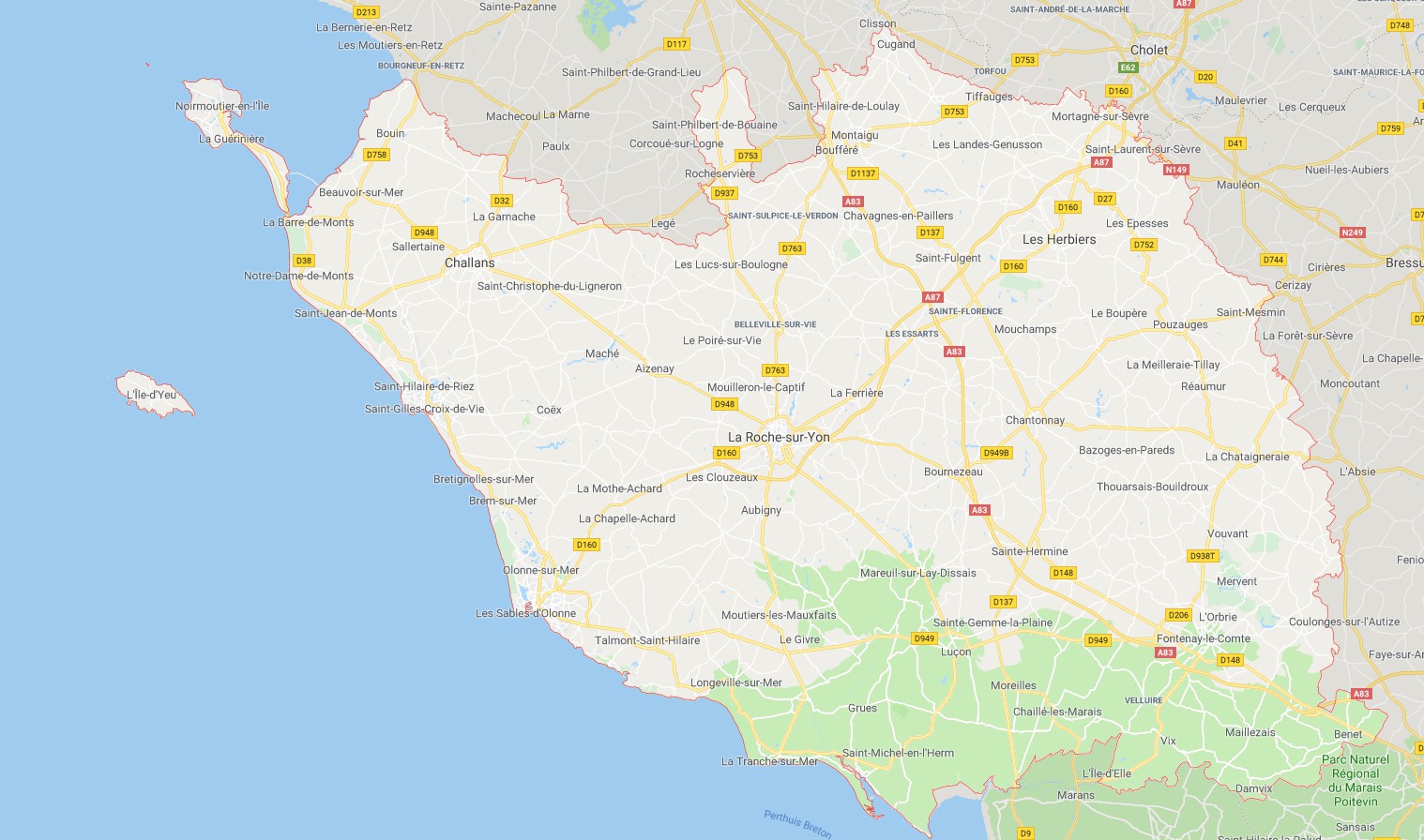 carte de la vendee avec les villes