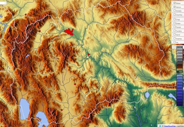 Carte du relief de la Macédoine