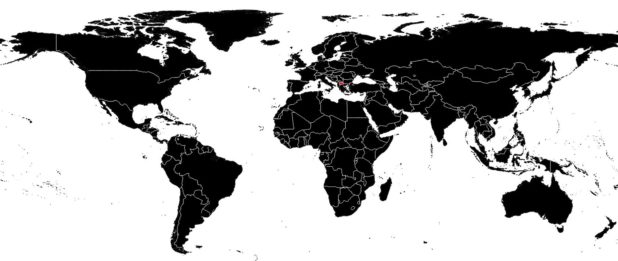 Macédoine sur une carte du monde