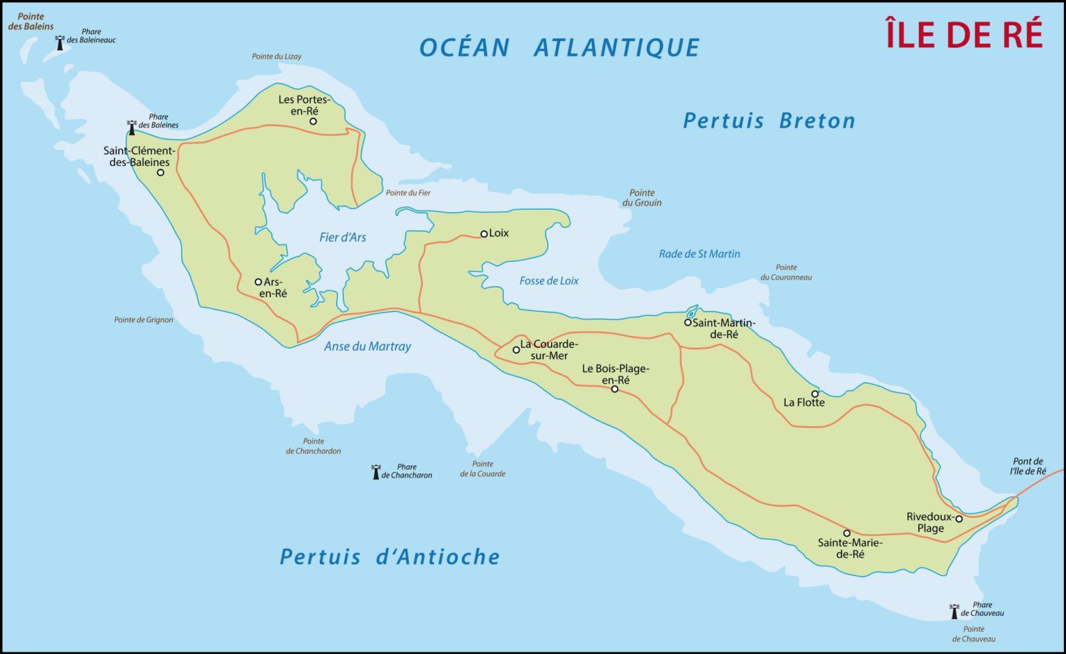 Carte de l'île de Ré Une des plus belles îles de France