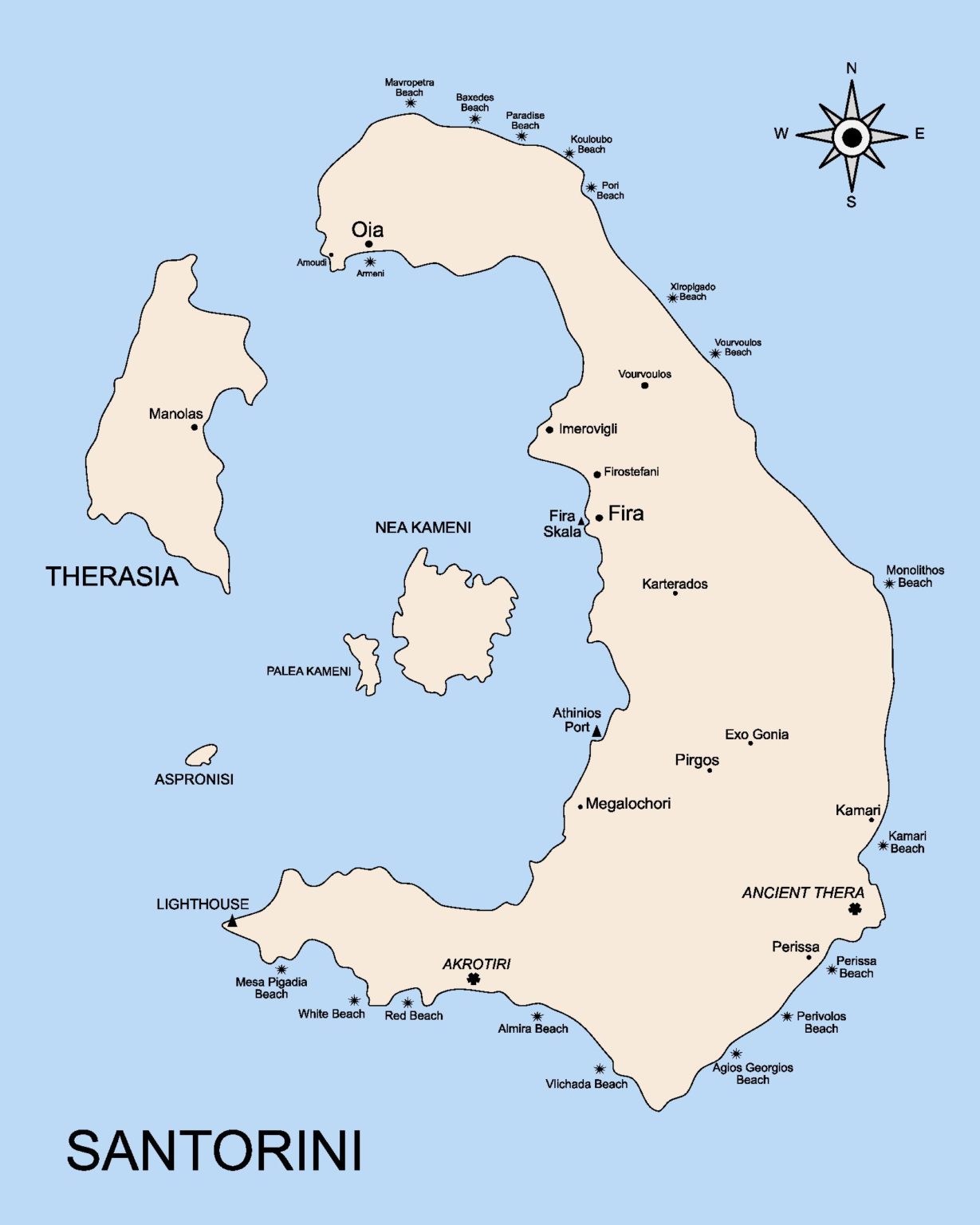 Carte de Santorin - Découvrez une île unique en Grèce