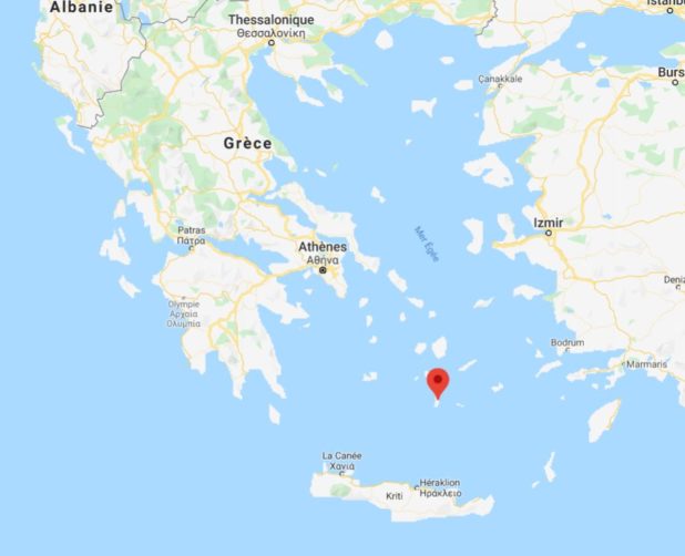 Santorin sur une carte de Grèce