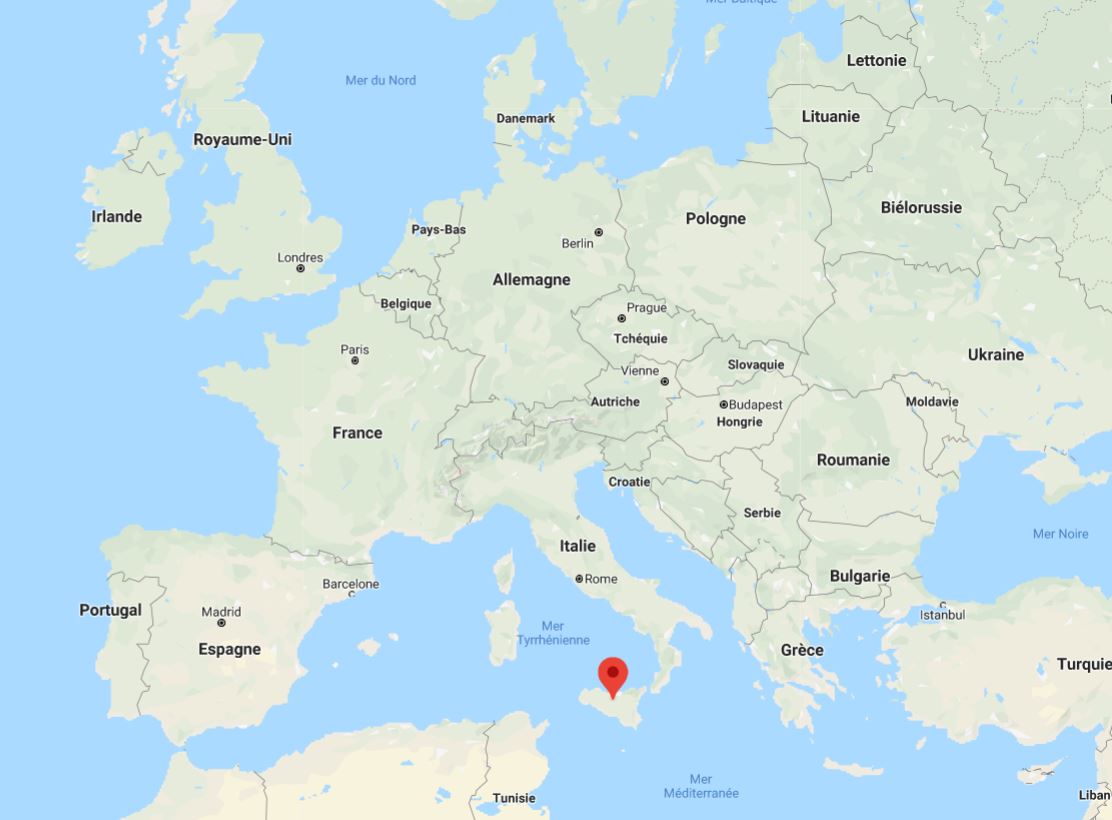 Sicile sur une carte d'Europe